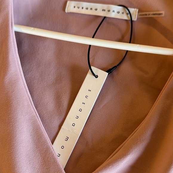 NWT $128 Susana Monaco Pink Waterlily Crop Top long sleeved women size Small - Picture 7 of 7